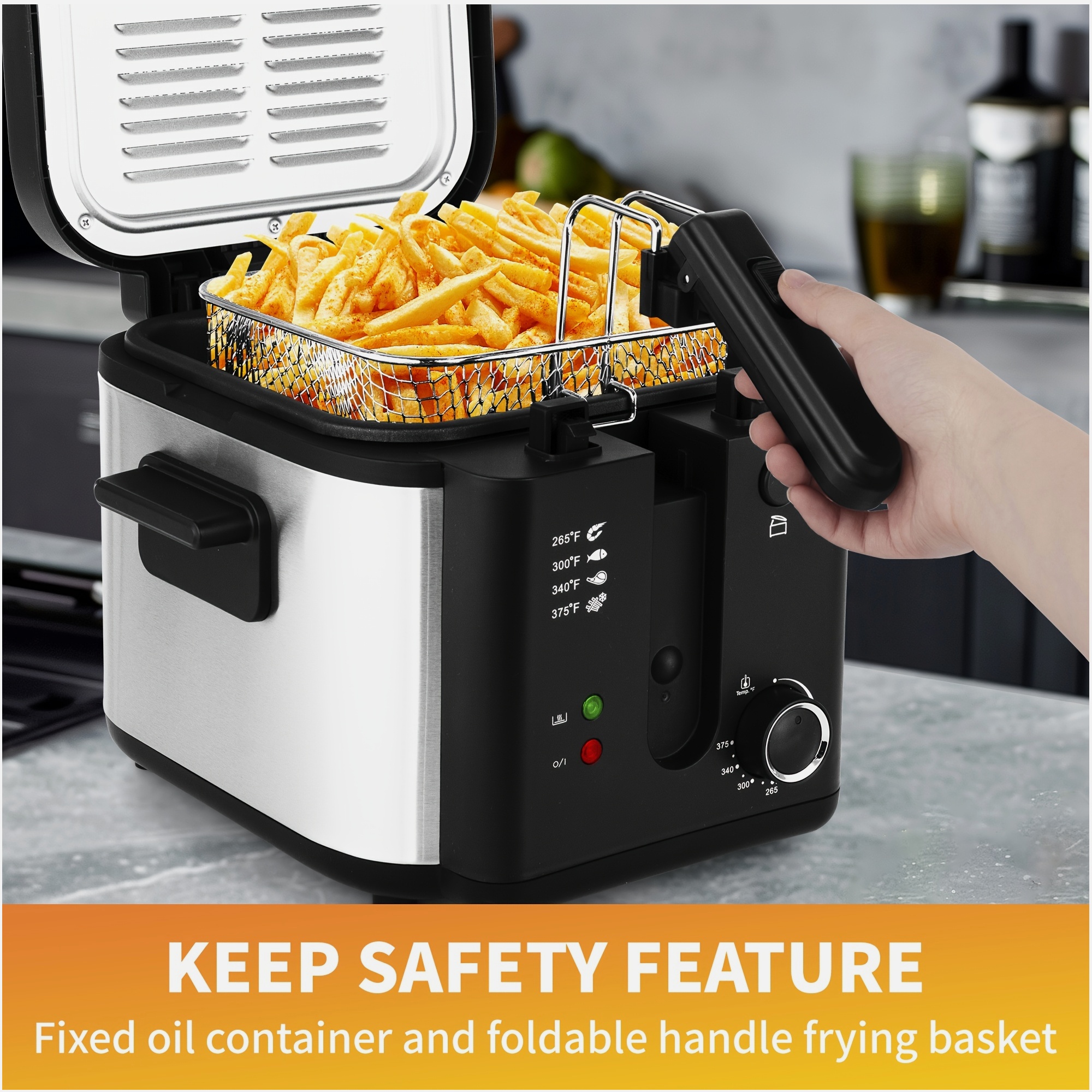 Home Cooking Meals - Electric Deep Fryer – 1800W/1500W/900W Adjustable